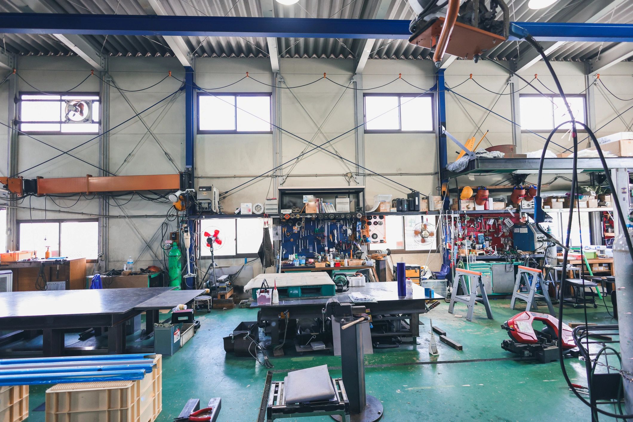 Industrial fabrication workshop interior