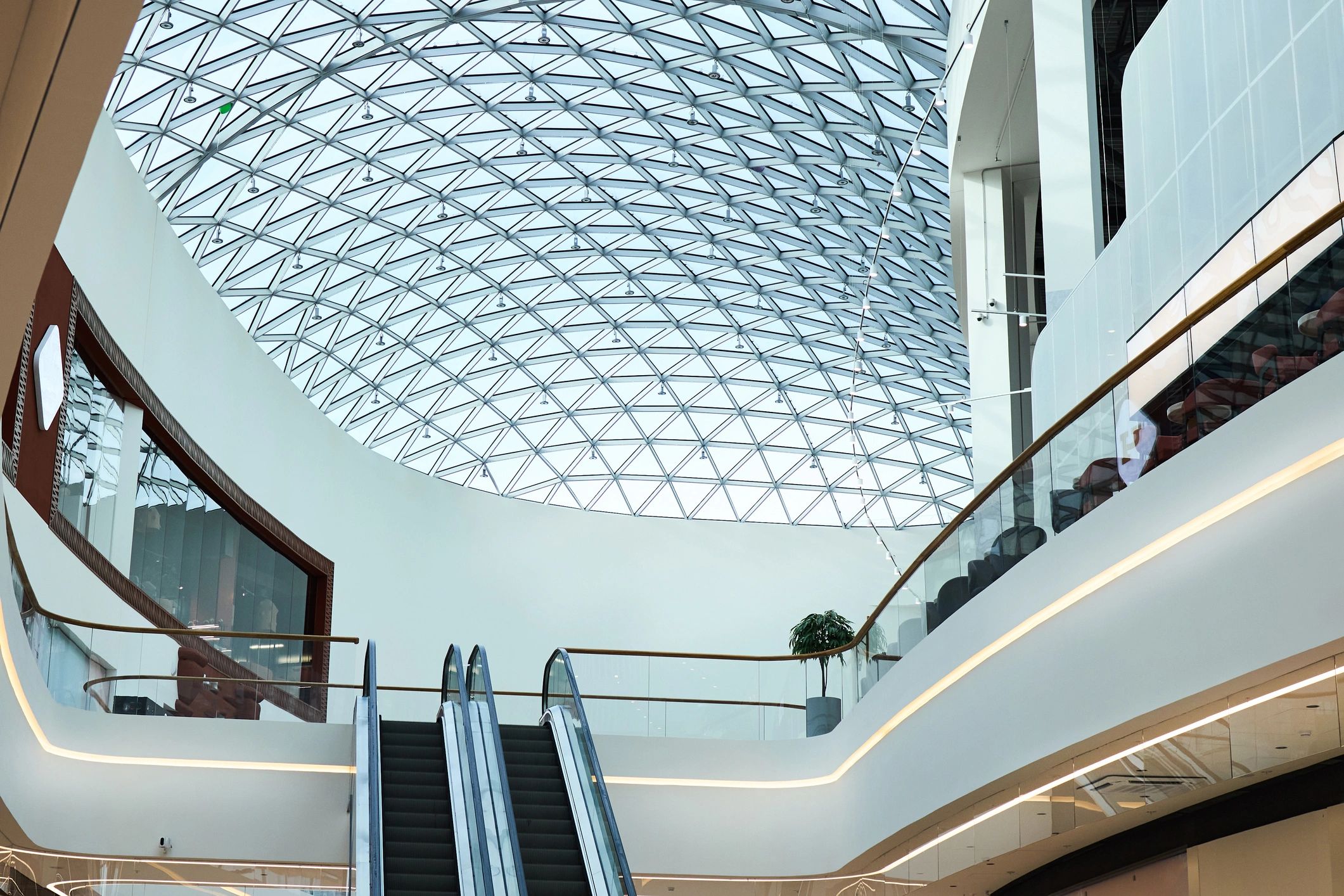 Commercial interior with geometric circulation